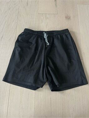 Men's Black Athletic Swim Drawstring Shorts